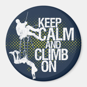 Blue Keep Calm and Climb On Rock Climbing Magnet