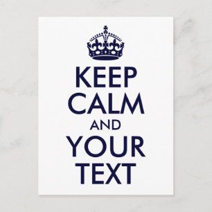 Blue Keep Calm and Your Text Postcard