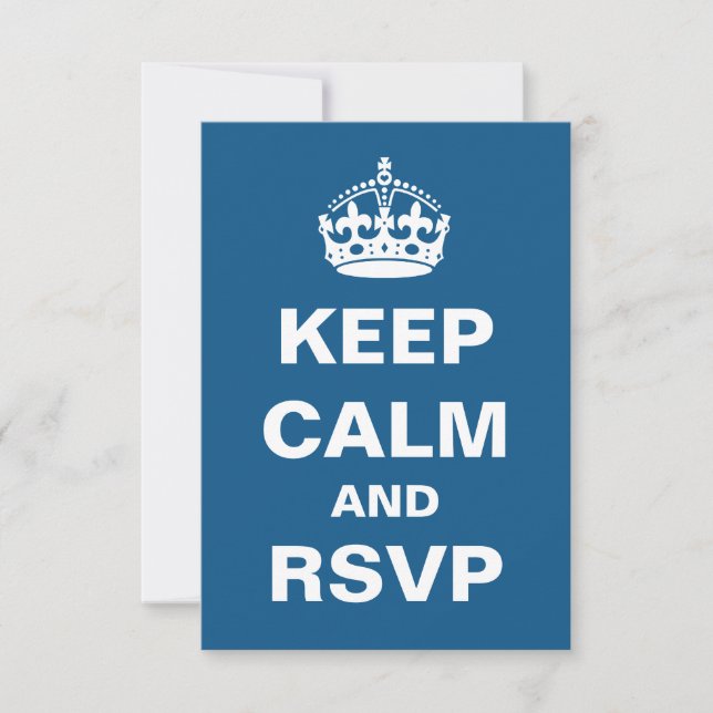 Blue Keep Calm Wedding RSVP (Front)