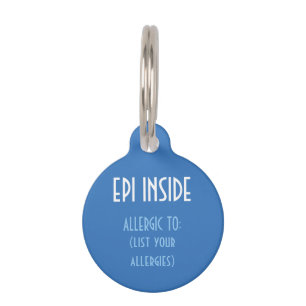 Blue Kids Epi Inside Emergency Contact Allergy Pet Tag
