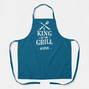 Blue King of The Grill Personalized BBQ Apron