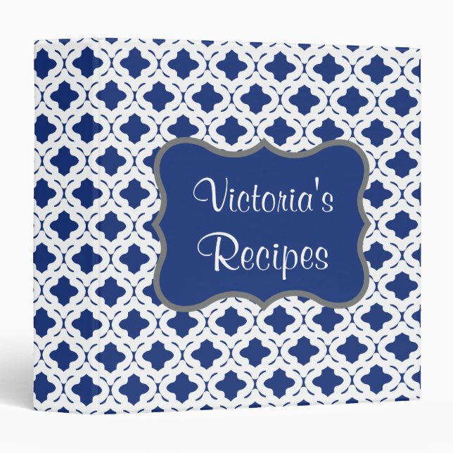 Blue Kitchen Recipe Organizer Binder Gift (Front/Spine)