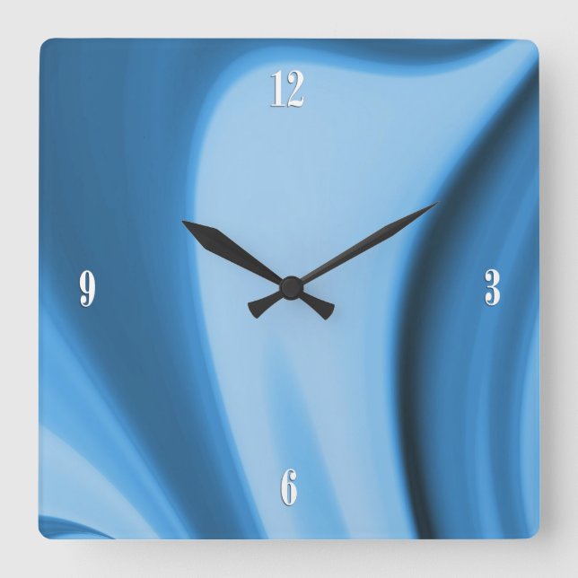 Blue Kitchen Swirls Four Digit Wall Clock (Front)