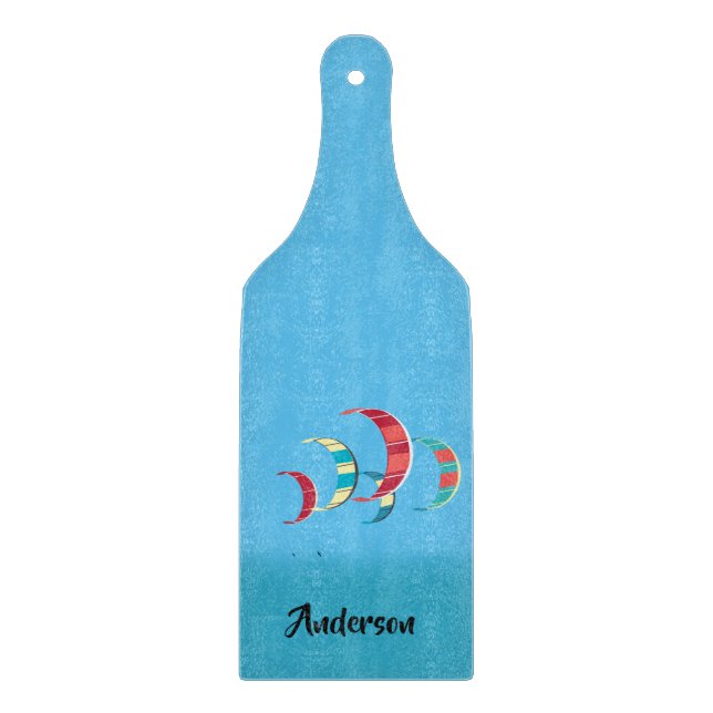 Blue Kiteboarding Design Cutting Board (Front)
