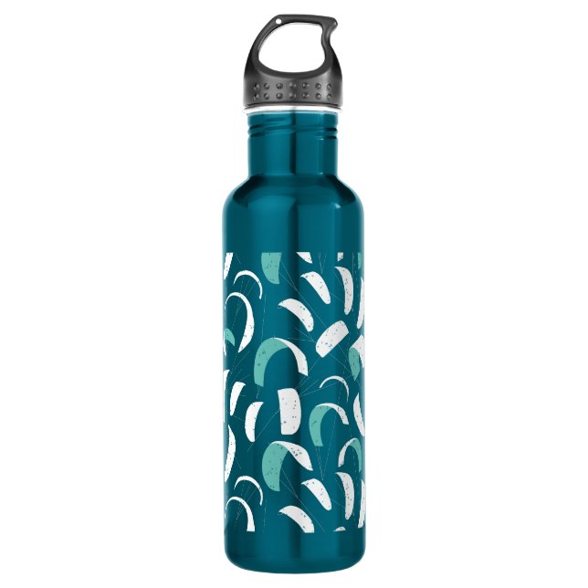 Blue Kiteboarding Kites and Lines Surf Pattern 710 Ml Water Bottle (Front)