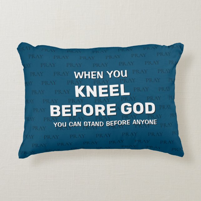 Blue KNEEL BEFORE GOD Prayer Accent Pillow (Front)