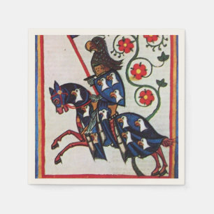 BLUE KNIGHT ON HORSEBACK Medieval Miniature Napkin