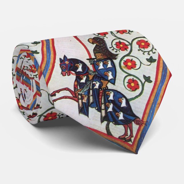 BLUE KNIGHT ON HORSEBACK Medieval Miniature Tie (Rolled)