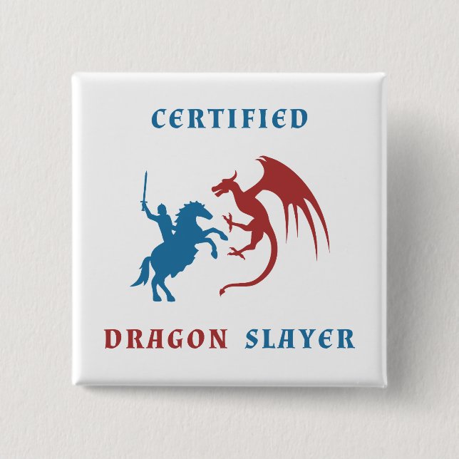 Blue Knight vs Red Dragon 2 Inch Square Button (Front)