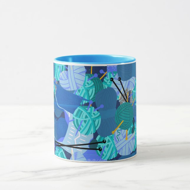 Blue Knit 1 Pearl 1 Mug (Center)