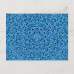 Blue Knit Pattern Vintage Fractal Kaleidoscope Postcard