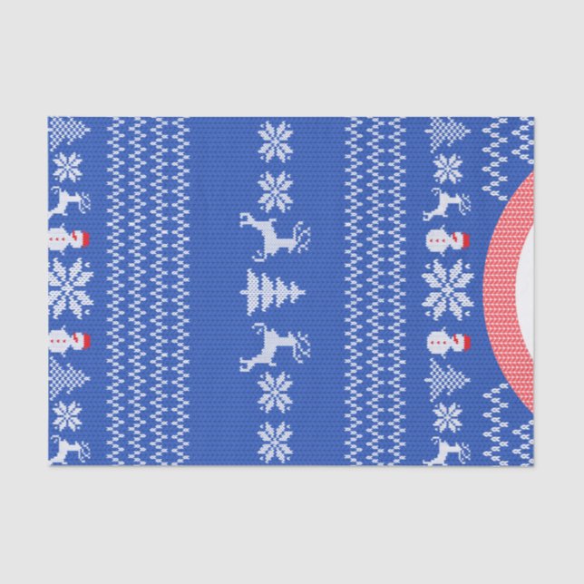 Blue Knit Winter Christmas Holiday Sweater Custom Tissue Paper (Front)