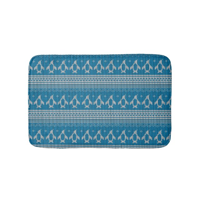 Blue Knitted Background Bath Mat (Front)