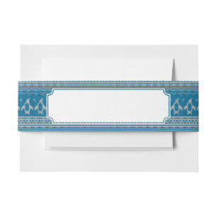 Blue Knitted Background Invitation Belly Band