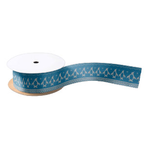 Blue Knitted Background Satin Ribbon