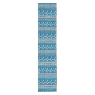 Blue Knitted Background Short Table Runner