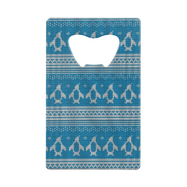 Blue Knitted Background Wallet Bottle Opener (Front)