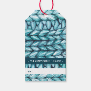 Blue Knitted Christmas Gift Tags