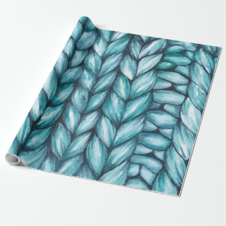 Blue Knitted Christmas Wrapping Paper