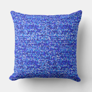 blue knitted ethnic rustic ornament outdoor pillow