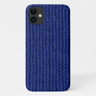 Blue knitted wool close up iPhone 11 case