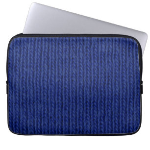Blue knitted wool close up laptop sleeve