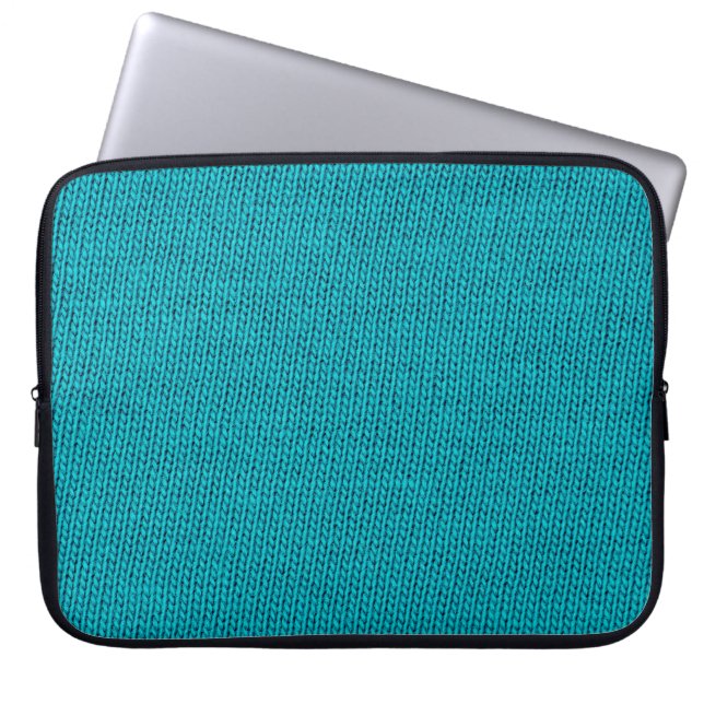 Blue Knitting Wool Texture Closeup Laptop Sleeve (Front)