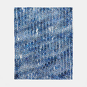 Blue knitting wool texture closeup photo backgroun fleece blanket