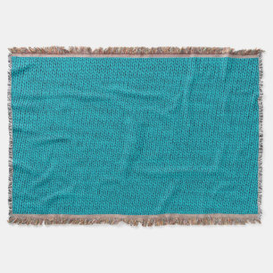 Blue Knitting Wool Texture Closeup Throw Blanket