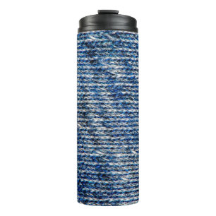 Blue knitting wool texture thermal tumbler
