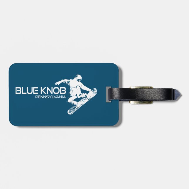 Blue Knob Pennsylvania Snowboarder Luggage Tag (Back Horizontal)