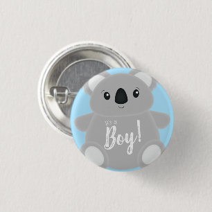 Blue Koala Bear Baby Shower 1 Inch Round Button