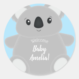 Blue Koala Bear Baby Shower Classic Round Sticker