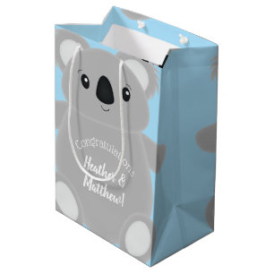 Blue Koala Bear Baby Shower Medium Gift Bag