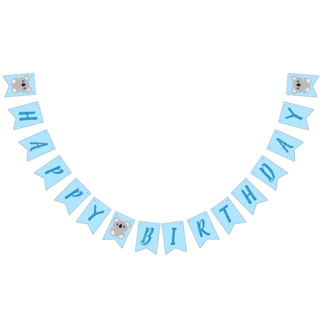 Blue Koala Bear Birthday Party Bunting Flags (All)