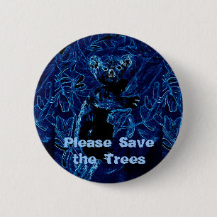 Blue Koala Save our Trees 2 Inch Round Button