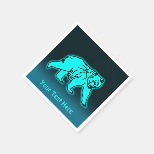 Blue Kodiak Bear Napkin (Corner)