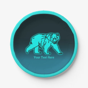 Blue Kodiak Bear Paper Plate