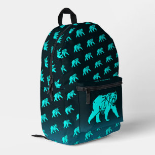 Blue Kodiak Bear Printed Backpack