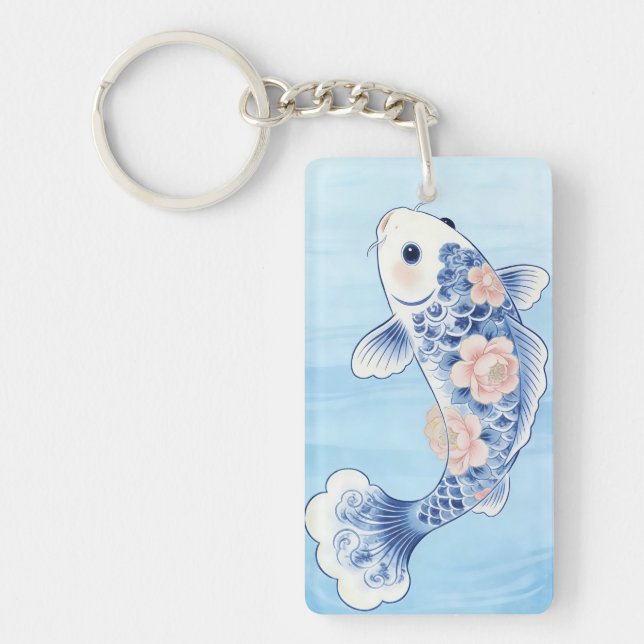 Blue Koi Fish Keychain (Devant)