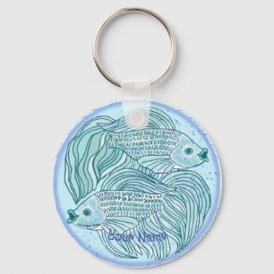 Blue Koi Fish  Keychain
