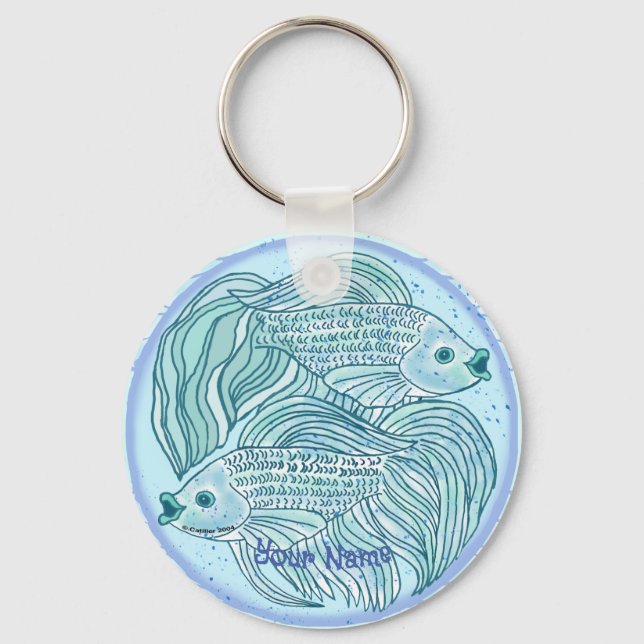 Blue Koi Fish  Keychain (Front)