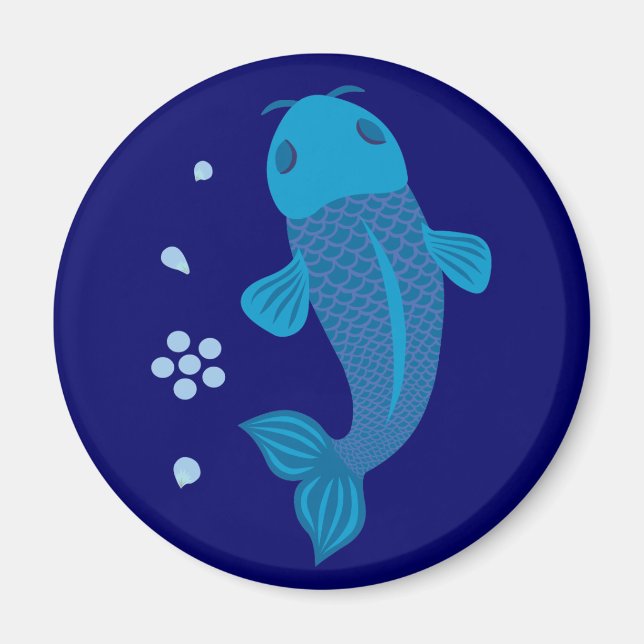 Blue Koi Fish Magnet (Front)
