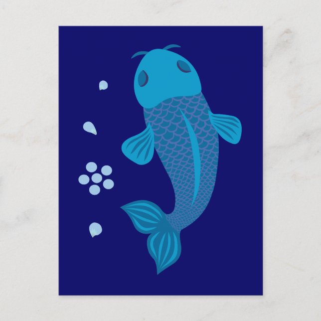 Blue Koi Fish Postcard (Front)