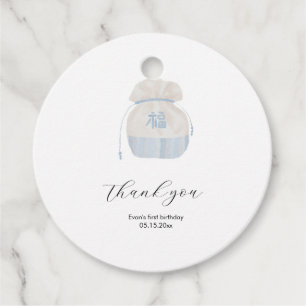 Blue Korean Doljanchi favour tag