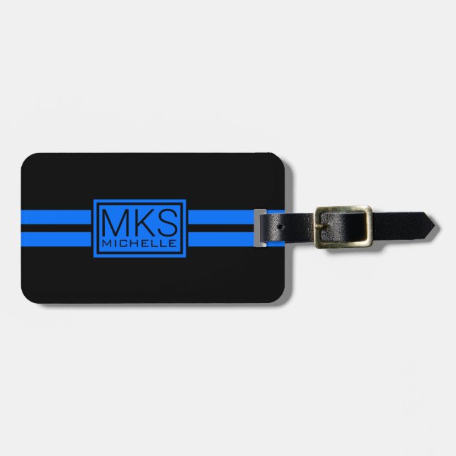 Blue Label Black RS Monogrammed Luggage Tag (Front Horizontal)