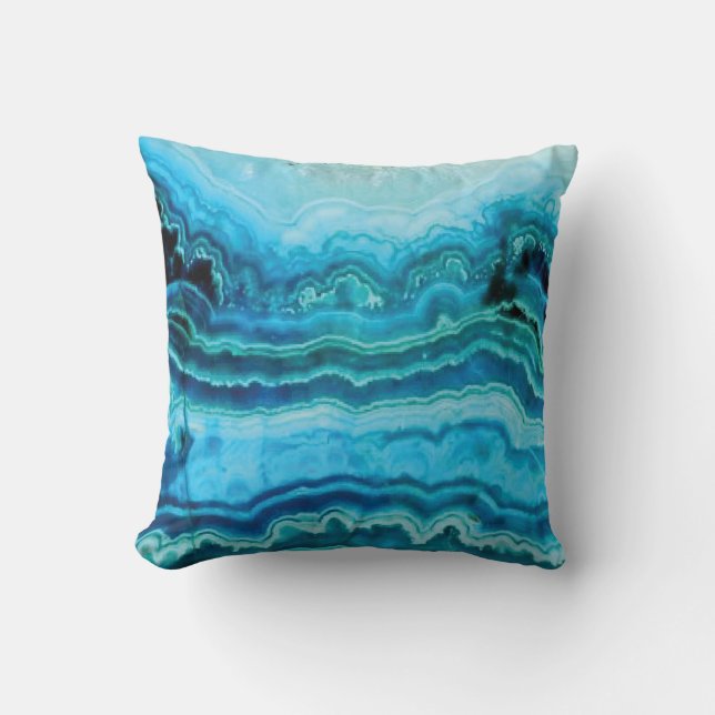 Blue Lace Agate natural gemstone texture Throw Pillow (Front)