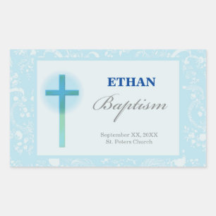 Blue Lace Boy Baptism Sticker