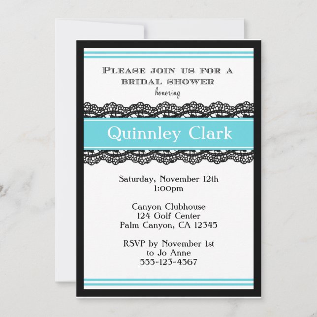 Blue Lace Bridal Shower Invitation (Front)