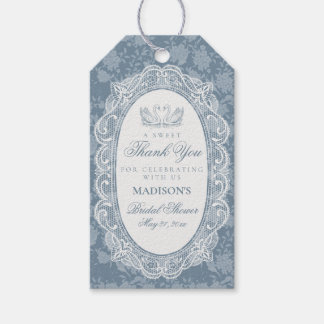 Blue Lace Doily Vintage Floral Bridal Shower Gift Tags